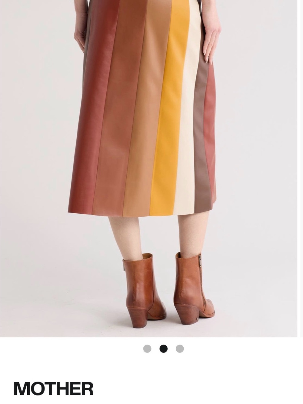 MOTHER Striped Leather Midi Skirt in Cream, Tan, Brown & Mustard - Picture 2 of 3